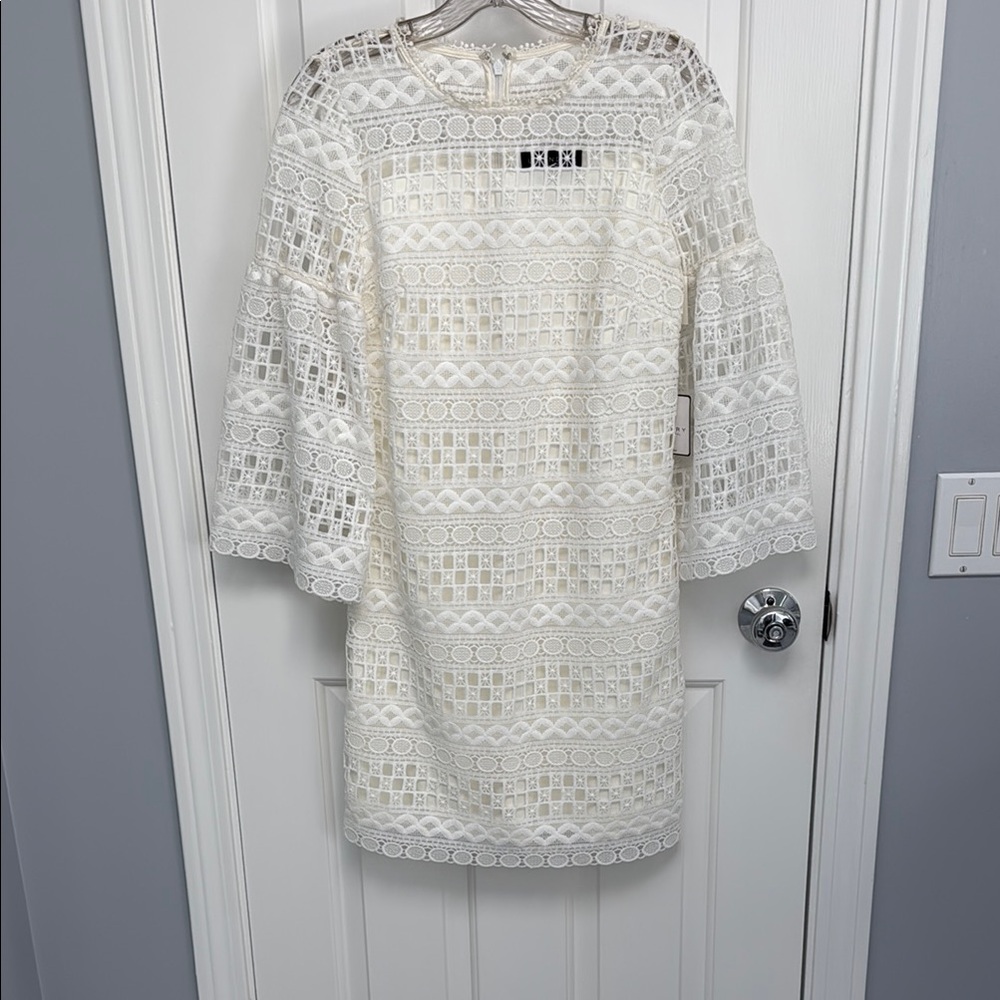 Laundry By Shelli Segal White Lace Long Sleeve Dress